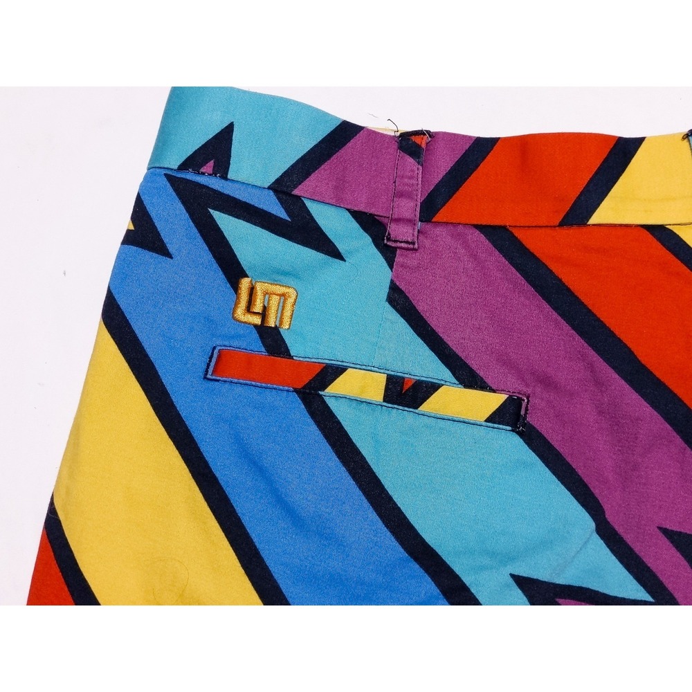 LOUDMOUTH GOLF Men's Shorts Zig Zag Lightning Blue Red Yellow ~ Fits 38 - Picture 8 of 8